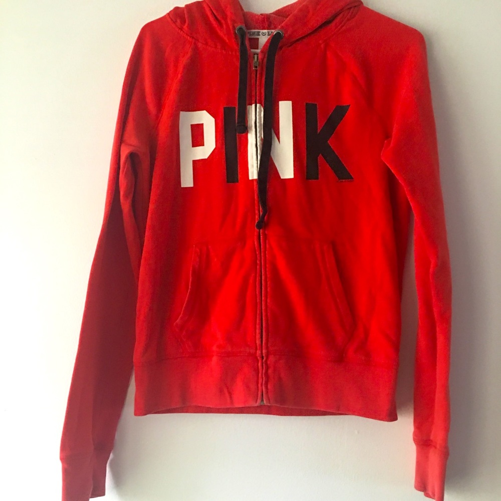 PINK red zipper hoodie size S
